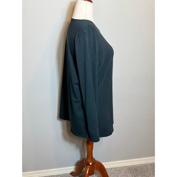J. Jill Pure Jill tunic top black Pima stretch cotton long sleeve scoop   Sz L - Picture 2 of 8